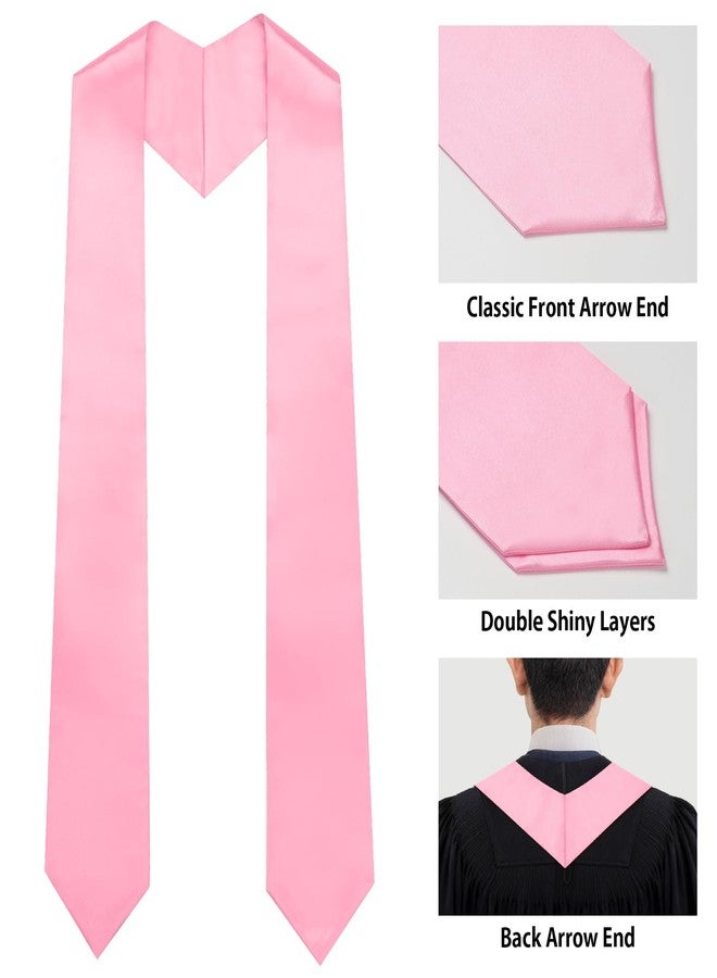 GHGMAO Plain Graduation Stole for Unisex Adults, Class of 2025 Graduation Sash Honor Stoles for Academic Commencements, 60" / 72" Long, 13 Colors (Pink) - Image 4